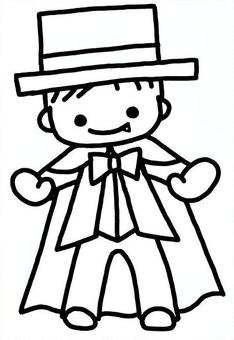 ドラキュラの仮装をする子供　線画
