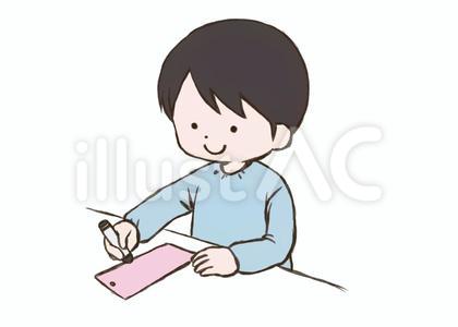 短冊にお願いを書く子供