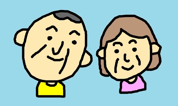 じいじとばあば おじいちゃん,おばあちゃん,似顔絵,祖父母,敬老の日のイラスト素材
