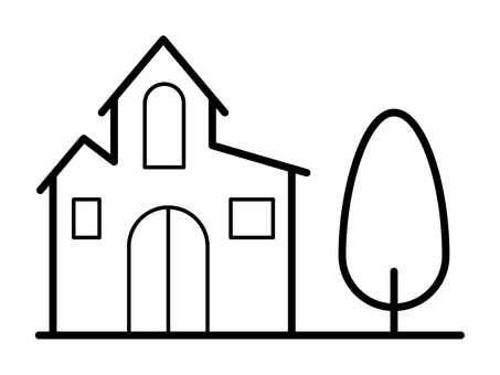 高級な建物のシンプルなアイコン 家,アイコン,住宅,住まい,住居,木,建物,建築,ベクター,モダンのイラスト素材