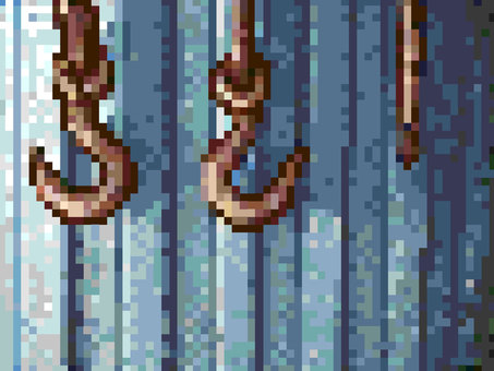 Illustration, dot picture, hook, chain, 
