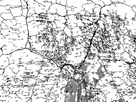 クラックの多いコンクリート壁背景素材 背景,壁,コミック風,線画,ひび割れ,クラック,亀裂,破損,ひび,クラックテクスチャのイラスト素材