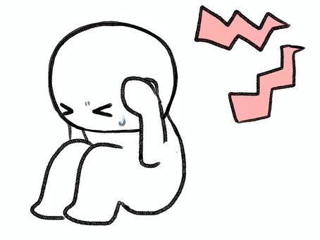 騒音に悩む棒人間 棒人間,人物,騒音,耳を塞ぐ,手描き,落書き,表情,黒,シンプル,背景透過のイラスト素材