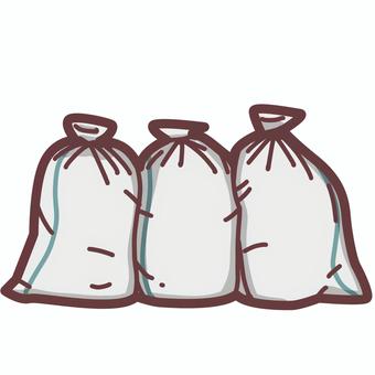 土のう袋　かわいいデフォルメイラスト 土嚢,土,袋,土砂,袋詰め,防災,浸水対策,洪水,河川,水害のイラスト素材