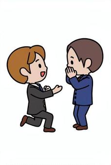 告白する人 告白する人 lgbt,ゲイ,告白,プロポーズ,男同士,ひざまずく,誠意,bl,喜び,男性のイラスト素材