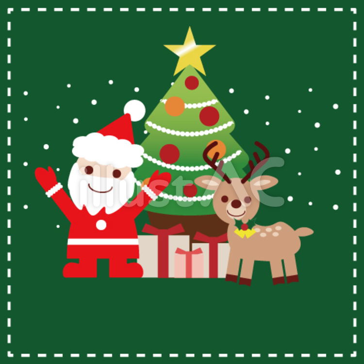 クリスマス（サンタとトナカイ） クリスマス,冬,イベントのイラスト素材