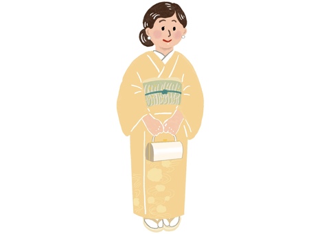 フォーマルウエアの女性　和装 フォーマルウエア,正装,着物,訪問着,オケージョン,よそいき,女性,お祝い,やさしい,かわいいのイラスト素材