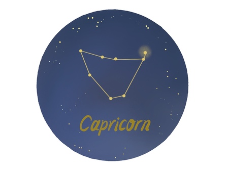 CAPRICORN   星空　星座線 山羊座,星空,星座線,12星座,星占い,占星術,誕生日,ギリシャ神話,秋の星座,天体のイラスト素材