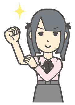  地雷系女子-410-バスト 腕まくり,地雷系,女性,女の子,ツインテール,人物,かわいい,自信,ガッツポーズ,笑顔のイラスト素材