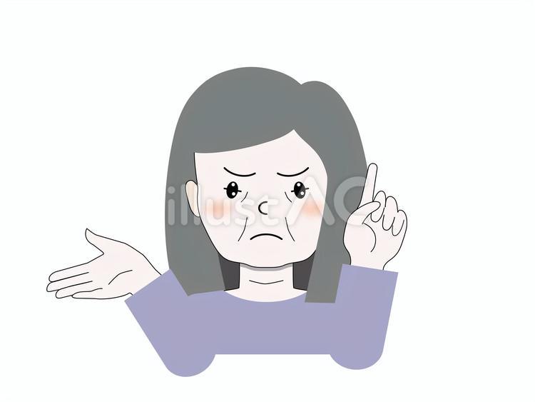 真剣な表情で伝えようとする高齢の女性 女性,ボブヘア,グレイヘアのイラスト素材