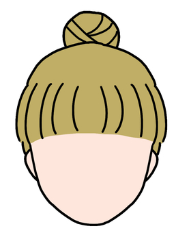 おだんご おだんご,ヘアスタイル,顔,輪郭,人物,女性,金髪,のっぺらぼうのイラスト素材