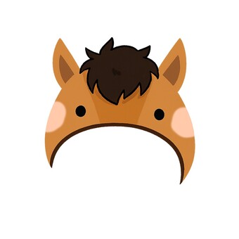 写真に重ねて使える　馬の被り物 馬,午年,かぶりもの,コスプレ,顔はめパネル,ベクター,かわいい,イラスト,背景透過,透過のイラスト素材