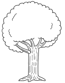 木の白黒手描きイラスト2 木,白黒,単品,樹木,シンプル,手描き,挿絵,植物,モノクロ,線画のイラスト素材