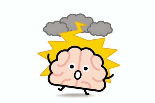 脳みそさん★雷に打たれる 脳みそ,ショック,落雷,雷,脳,びっくりのイラスト素材