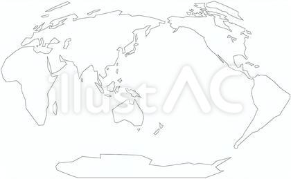 ヴィンケル図法白世界地図-単純化