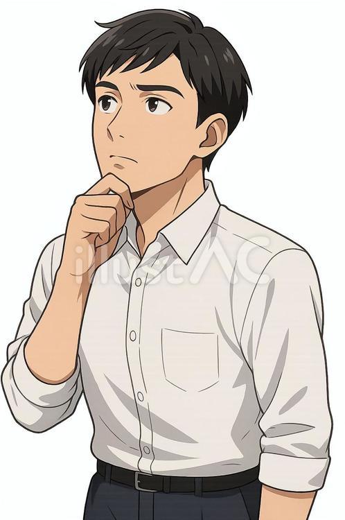 考え込む男性 男性,20代,シャツのイラスト素材