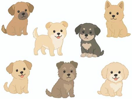 かわいい雑種犬のイラストセット 雑種犬,ミックス犬,犬,子犬,かわいい,動物,ペット,素材,愛犬,野犬のイラスト素材