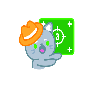 イラスト0125 ねこ,キャット,かわいい,キャラクター,帽子,動物,グレーの猫,数字,ボード,さんのイラスト素材