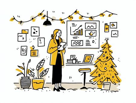 グラフの前で立ち止まるビジネスパーソン