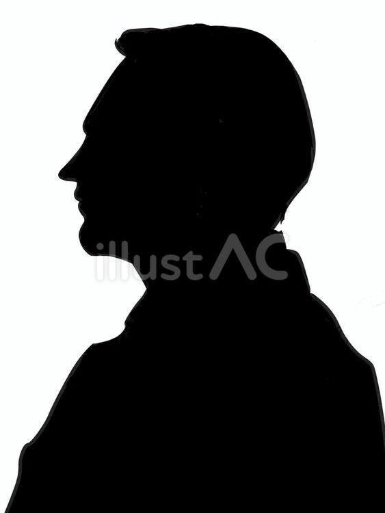 白人男性横顔シルエット シルエット,人物,白人のイラスト素材
