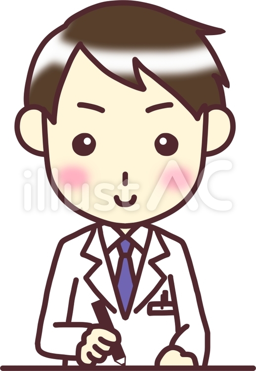 【男性白衣】下_勉強 バストアップ,人物,男性のイラスト素材