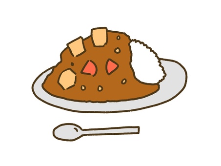 カレー カレー,カレーライス,人参,じゃがいも,ご飯,スプーン,皿,冬,食べ物,料理のイラスト素材