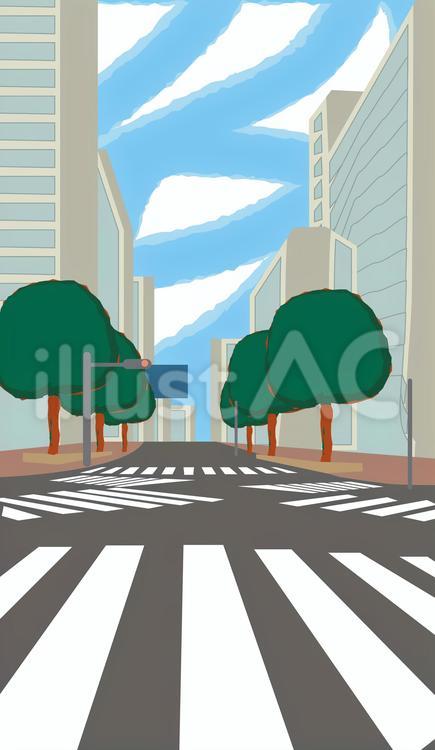 横断歩道街中　 横断歩道,街中,都会のイラスト素材