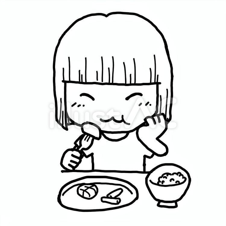 おいしい　黒ベタ ごはん,おいしい,食事のイラスト素材