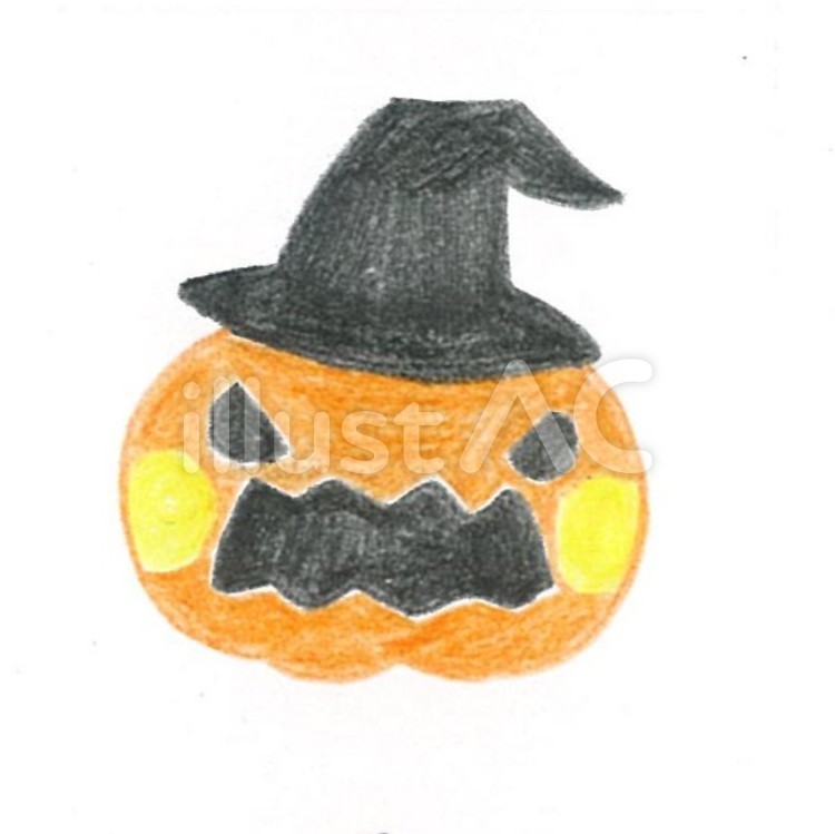 ハロウィンのかぼちゃおばけ帽子付 かぼちゃ,ハロウィン,秋のイラスト素材