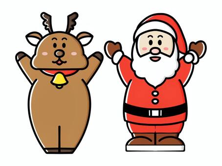 クリスマス　楽しそうなトナカイとサンタ クリスマス,クリスマスイブ,サンタ,トナカイ,メリークリスマス,サンタクロース,サンタさん,１２月２５日,１２月２４日,冬のイラスト素材