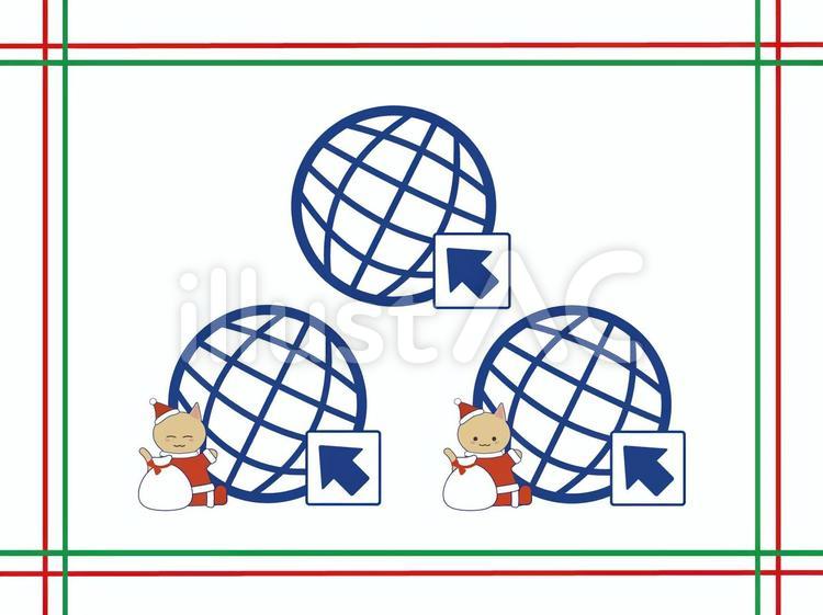 Webサイトマークと猫　クリスマス 猫,子猫,クリスマスのイラスト素材