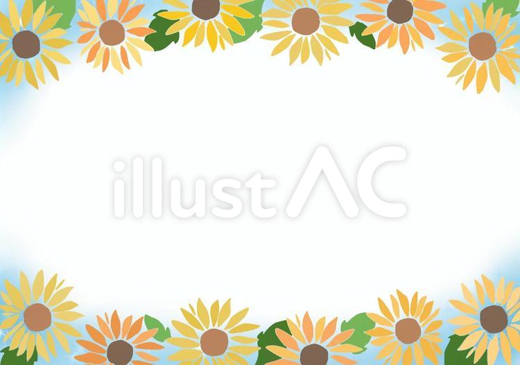 ヒマワリ　フレーム ヒマワリ,夏,花のイラスト素材
