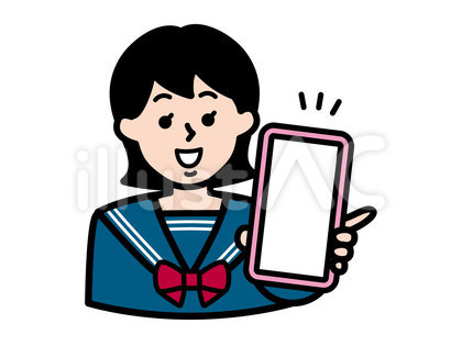 女子生徒(セーラー服・スマホを見せる)