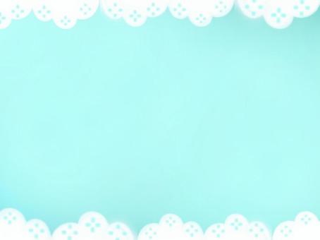 ミントカラーとレース柄の壁紙