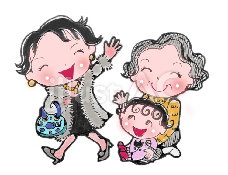 お出かけするお母さん お出かけ,お母さん,ママのイラスト素材