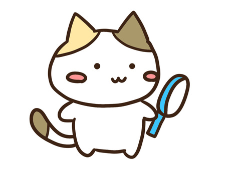 虫眼鏡で観察するかわいい三毛猫 虫眼鏡,観察,探偵,調べる,ねこ,調査,科学,学習,勉強,かわいいのイラスト素材
