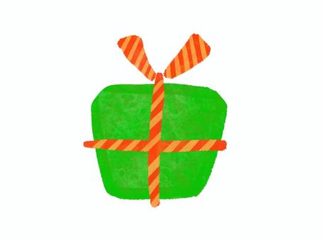 緑色の箱のクリスマスプレゼント クリスマス,プレゼント,ボックス,箱,冬,リボン,包装,素材,挿絵,シンプルのイラスト素材