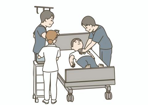 緊急治療室での救命処置 救命,救急,蘇生,cpr,心臓マッサージ,医療,処置,緊急,病院,erのイラスト素材