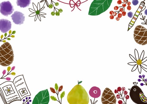 シックな秋の日記 秋,日記,おしゃれ,フレーム,背景,手書きのイラスト素材