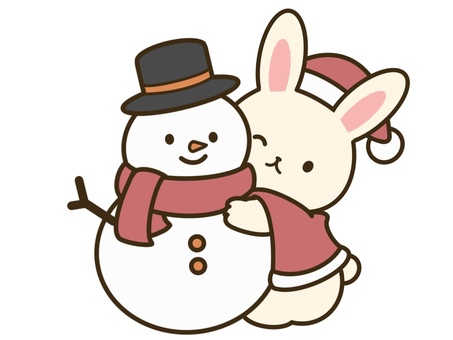 クリスマスうさぎ（雪だるま） クリスマス,うさぎ,雪だるま,仮装,コスプレ,サンタさん,12月,冬,かわいい,アイコンのイラスト素材