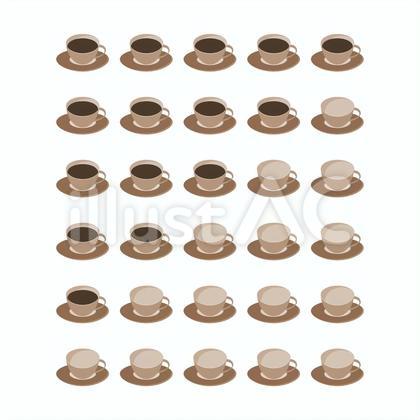 空のカップとコーヒーの比較セット