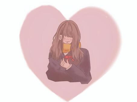 恋する乙女 恋する乙女 女の子,ハート,バレンタイン,冬,恋のイラスト素材