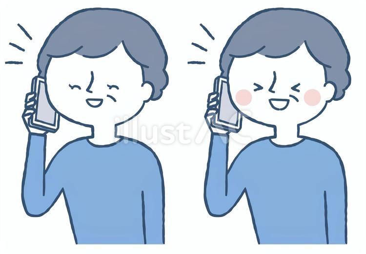 電話で会話が弾む女性　シニア 人物,女性,シニアのイラスト素材