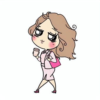ぶりっ子 コーヒーを持って歩く女子 ぶりっ子 コーヒーを持って歩く女子 キャリアウーマン,コーヒー,歩く,通勤,女子,女性,ol,カフェ,出勤,徒歩のイラスト素材
