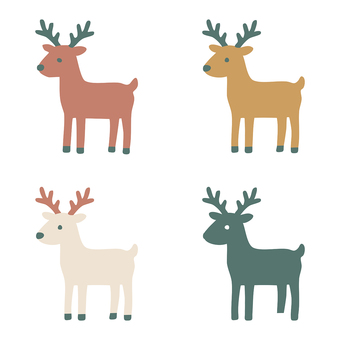 シンプル北欧風トナカイのイラスト トナカイ,ベクター,高解像度,シンプル,手書き,素朴,ナチュラル,デザイン,角,かわいいのイラスト素材