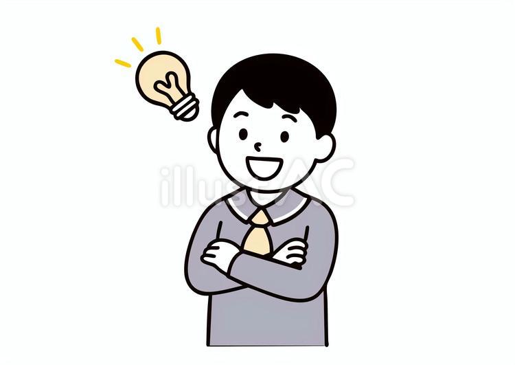 ひらめきを得た男子学生のイラスト 男子学生,学生,中学生のイラスト素材