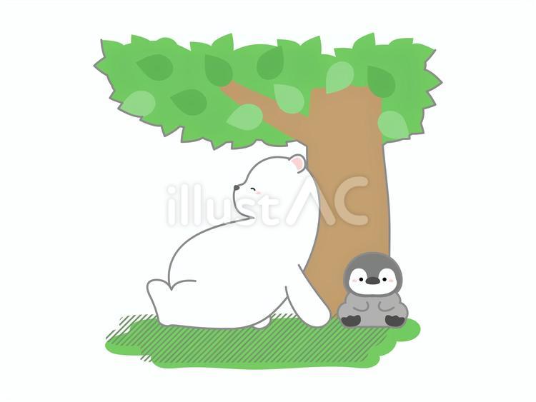 熱中症・紫外線対策 シロクマとペンギン 熱中症,熱中症対策,熱中症予防のイラスト素材