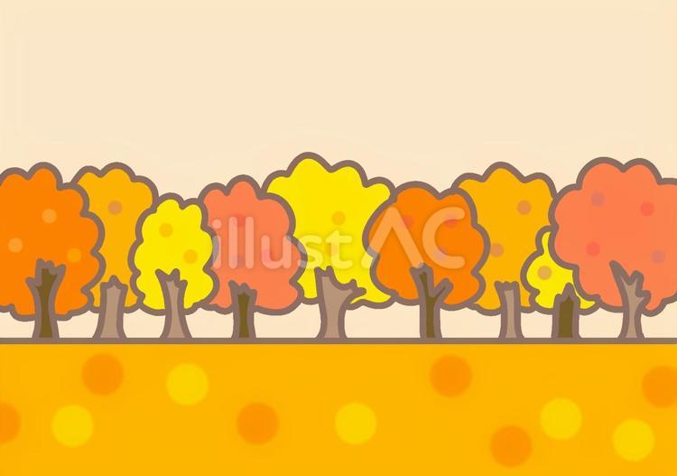 秋の並木　背景イラスト10月　パステル 並木,木,紅葉のイラスト素材
