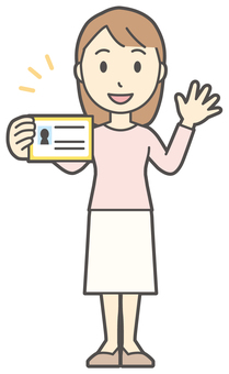  ロングヘア女性-547-全身 免許証,女性,女の子,人物,かわいい,セキュリティ,学生証,身分証明,笑顔,若いのイラスト素材