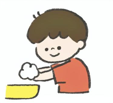 手洗いをする子ども 子ども,手,洗う,感染,対策,手洗い,ウイルス,菌,石鹸,健康のイラスト素材